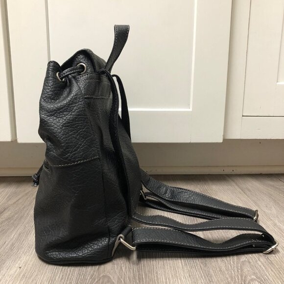 Nine West Black Vegan Leather Mini Backpack Y2K Adjustable Straps Small Bookbag - Picture 7 of 13